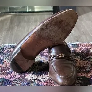 Vtg Gucci Classic GG Gold Brown Leather Men’s Slip On Loafers Shoes Size 42.5 M s-l1200.jpg main image 4